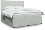 vidaXL Κρεβάτι Boxspring με Στρώμα Ανοιχτό Γκρι 180x200 εκ. Βελούδινο