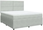 vidaXL Κρεβάτι Boxspring με Στρώμα Ανοιχτό Γκρι 180x200 εκ. Βελούδινο