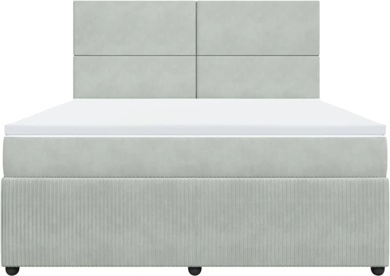 vidaXL Κρεβάτι Boxspring με Στρώμα Ανοιχτό Γκρι 180x200 εκ. Βελούδινο
