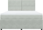 vidaXL Κρεβάτι Boxspring με Στρώμα Ανοιχτό Γκρι 180x200 εκ. Βελούδινο