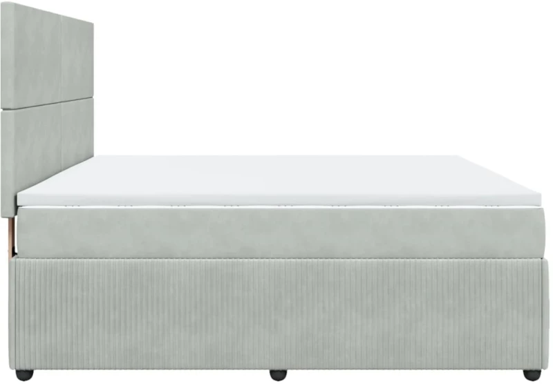 vidaXL Κρεβάτι Boxspring με Στρώμα Ανοιχτό Γκρι 180x200 εκ. Βελούδινο