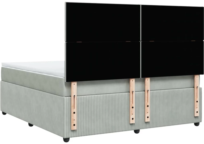 vidaXL Κρεβάτι Boxspring με Στρώμα Ανοιχτό Γκρι 180x200 εκ. Βελούδινο