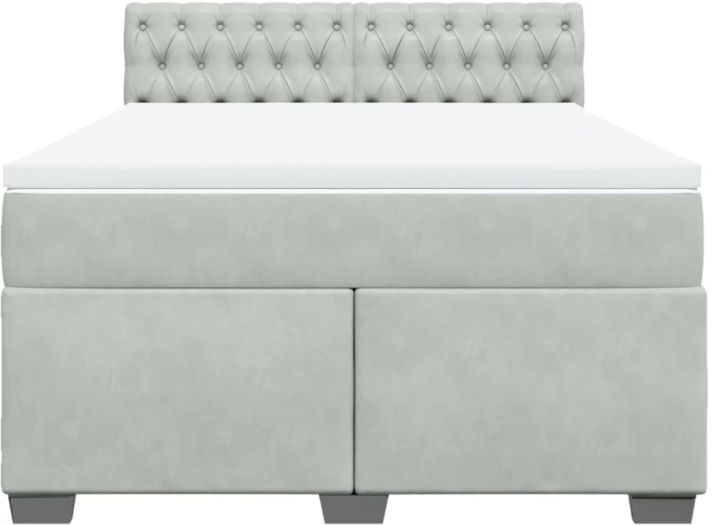 vidaXL Κρεβάτι Boxspring με Στρώμα Ανοιχτό Γκρι 160x200 εκ. Βελούδινο