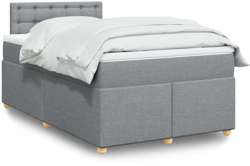 vidaXL Κρεβάτι Boxspring με Στρώμα Ανοιχτό Γκρι 120x200 εκ. Υφασμάτινο