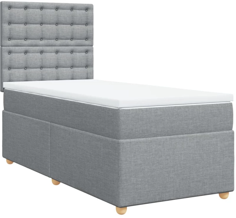 vidaXL Κρεβάτι Boxspring με Στρώμα Ανοιχτό Γκρι 100x200 εκ. Υφασμάτινο