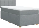 vidaXL Κρεβάτι Boxspring με Στρώμα Ανοιχτό Γκρι 100x200 εκ. Υφασμάτινο