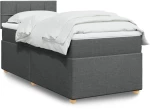 vidaXL Κρεβάτι Boxspring με Στρώμα Σκούρο Γκρι 90x200 εκ. Υφασμάτινο