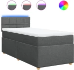 vidaXL Κρεβάτι Boxspring με Στρώμα Σκούρο Γκρι 90x200 εκ. Υφασμάτινο