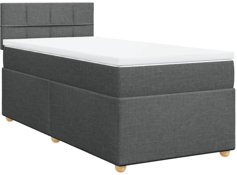 vidaXL Κρεβάτι Boxspring με Στρώμα Σκούρο Γκρι 90x200 εκ. Υφασμάτινο