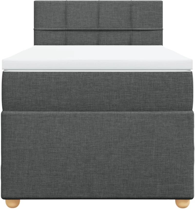 vidaXL Κρεβάτι Boxspring με Στρώμα Σκούρο Γκρι 90x200 εκ. Υφασμάτινο