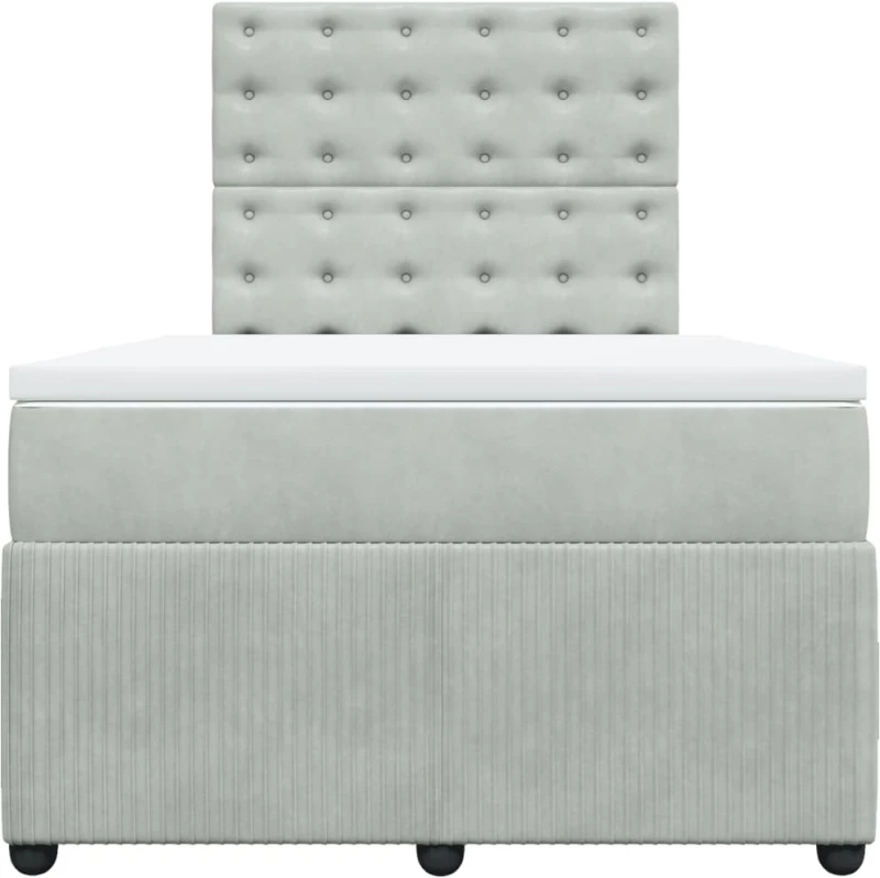 vidaXL Κρεβάτι Boxspring με Στρώμα Ανοιχτό Γκρι 120x200 εκ. Βελούδινο