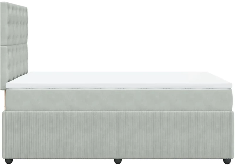 vidaXL Κρεβάτι Boxspring με Στρώμα Ανοιχτό Γκρι 120x200 εκ. Βελούδινο