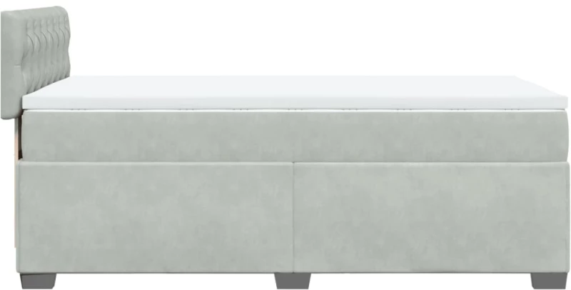 vidaXL Κρεβάτι Boxspring με Στρώμα Ανοιχτό Γκρι 90x200 εκ. Βελούδινο