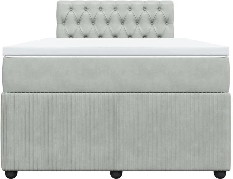 vidaXL Κρεβάτι Boxspring με Στρώμα Ανοιχτό Γκρι 120x200 εκ. Βελούδινο