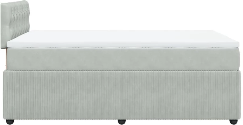 vidaXL Κρεβάτι Boxspring με Στρώμα Ανοιχτό Γκρι 120x200 εκ. Βελούδινο