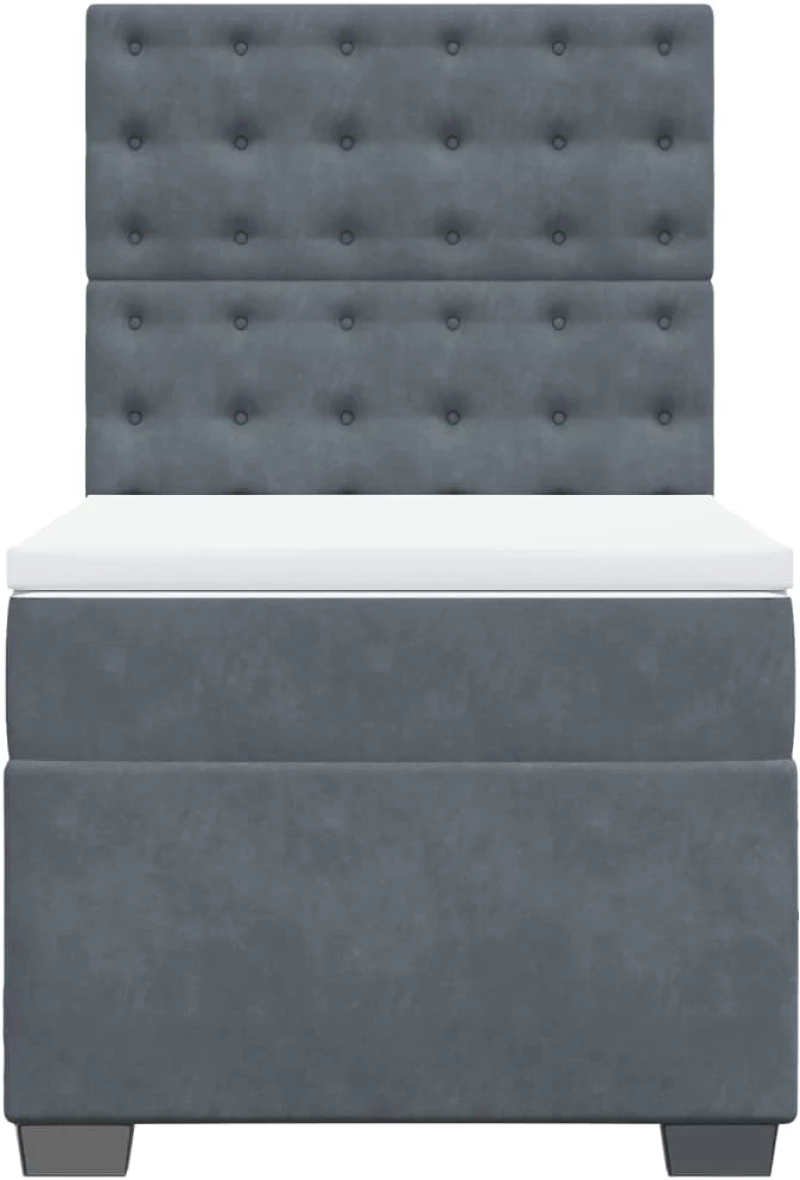 vidaXL Κρεβάτι Boxspring με Στρώμα Σκούρο Γκρι 90x200 εκ. Βελούδινο