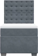 vidaXL Κρεβάτι Boxspring με Στρώμα Σκούρο Γκρι 90x200 εκ. Βελούδινο