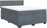 vidaXL Κρεβάτι Boxspring με Στρώμα Σκούρο Γκρι 140x200 εκ. Βελούδινο
