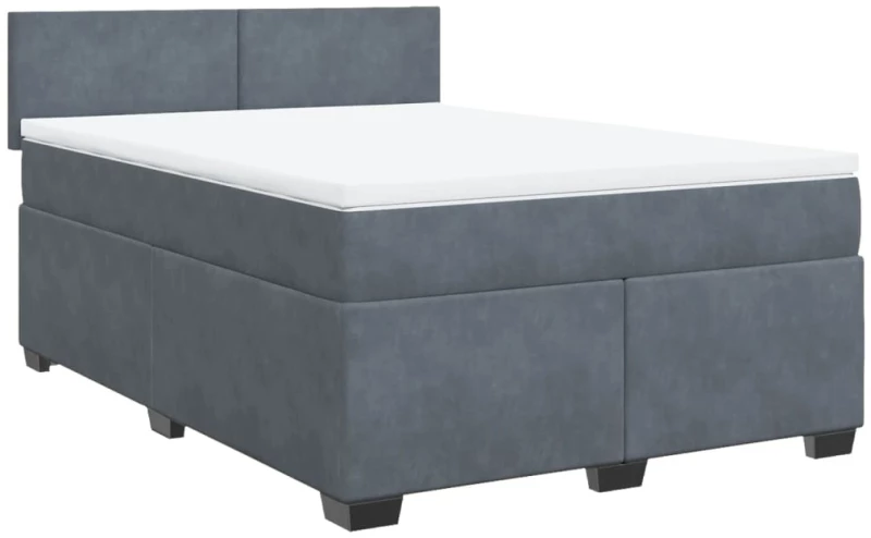 vidaXL Κρεβάτι Boxspring με Στρώμα Σκούρο Γκρι 140x200 εκ. Βελούδινο