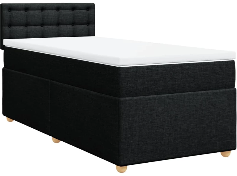 vidaXL Κρεβάτι Boxspring με Στρώμα Μαύρο 100 x 200 εκ. Υφασμάτινο