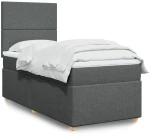 vidaXL Κρεβάτι Boxspring με Στρώμα Σκούρο Γκρι 100x200 εκ. Υφασμάτινο