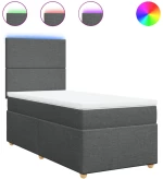 vidaXL Κρεβάτι Boxspring με Στρώμα Σκούρο Γκρι 100x200 εκ. Υφασμάτινο