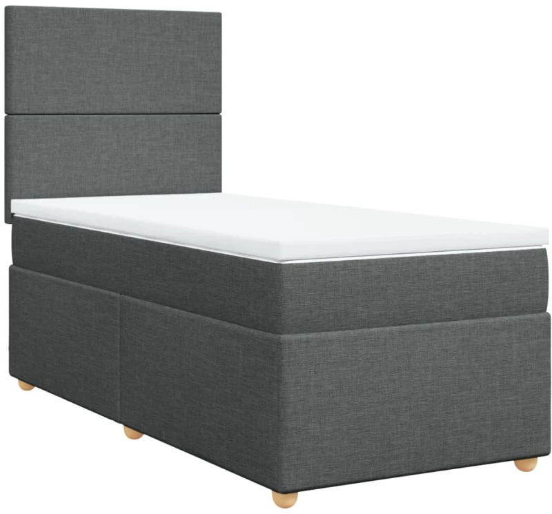 vidaXL Κρεβάτι Boxspring με Στρώμα Σκούρο Γκρι 100x200 εκ. Υφασμάτινο
