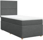 vidaXL Κρεβάτι Boxspring με Στρώμα Σκούρο Γκρι 100x200 εκ. Υφασμάτινο