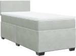 vidaXL Κρεβάτι Boxspring με Στρώμα Ανοιχτό Γκρι 90x200 εκ. Βελούδινο