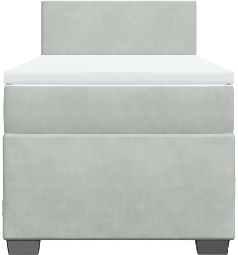 vidaXL Κρεβάτι Boxspring με Στρώμα Ανοιχτό Γκρι 90x200 εκ. Βελούδινο