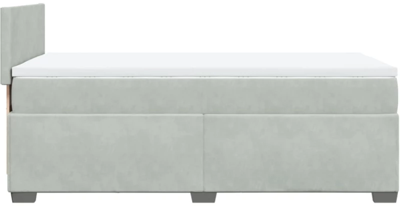 vidaXL Κρεβάτι Boxspring με Στρώμα Ανοιχτό Γκρι 90x200 εκ. Βελούδινο