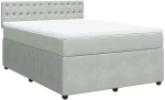 vidaXL Κρεβάτι Boxspring με Στρώμα Ανοιχτό Γκρι 140x190 εκ. Βελούδινο