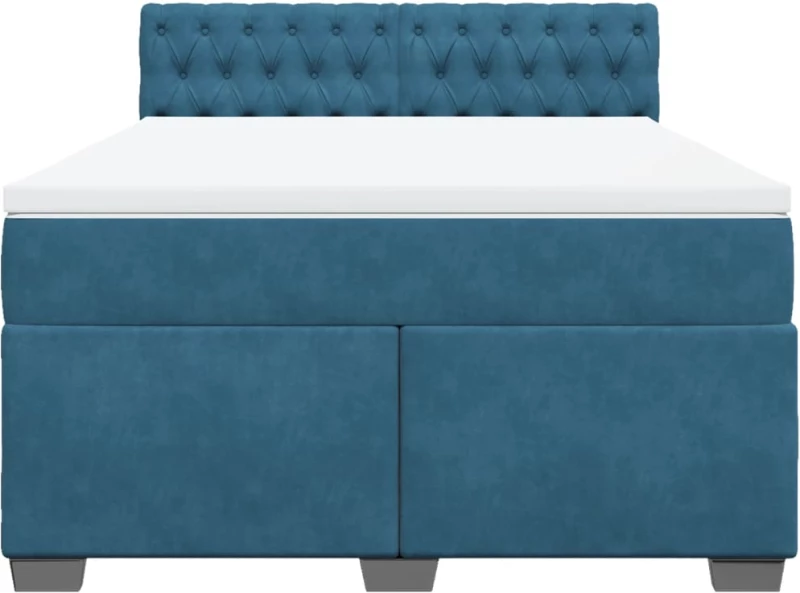vidaXL Κρεβάτι Boxspring με Στρώμα Σκούρο Μπλε 140x200 εκ. Βελούδινο