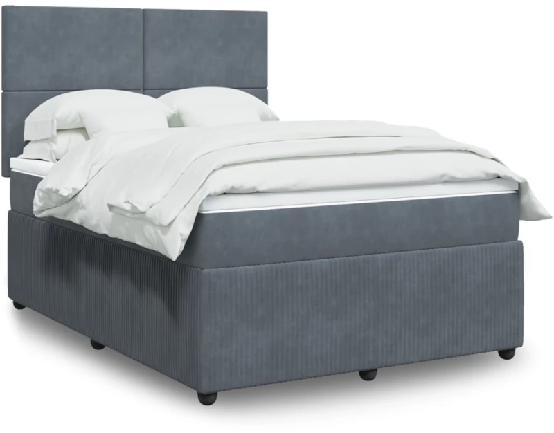 vidaXL Κρεβάτι Boxspring με Στρώμα Σκούρο Γκρι 140x200 εκ. Βελούδινο