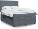 vidaXL Κρεβάτι Boxspring με Στρώμα Σκούρο Γκρι 140x200 εκ. Βελούδινο