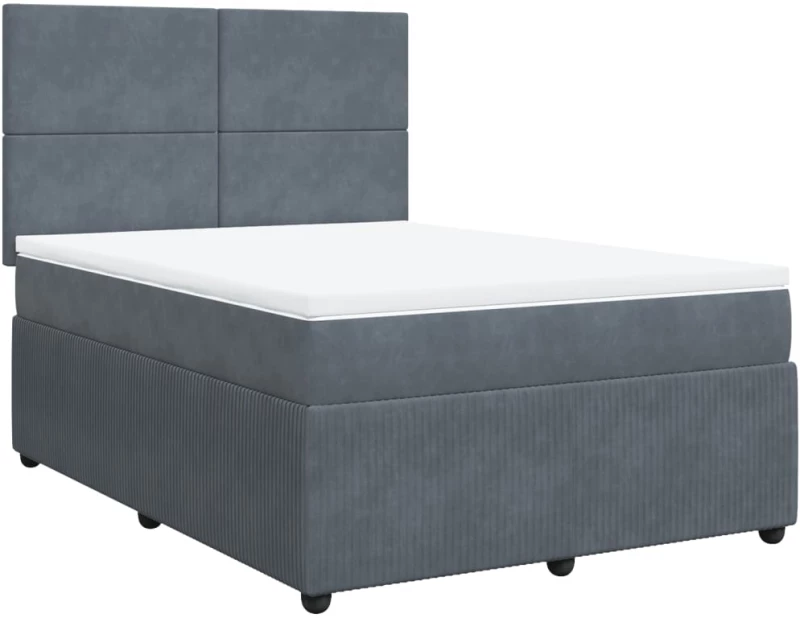 vidaXL Κρεβάτι Boxspring με Στρώμα Σκούρο Γκρι 140x200 εκ. Βελούδινο