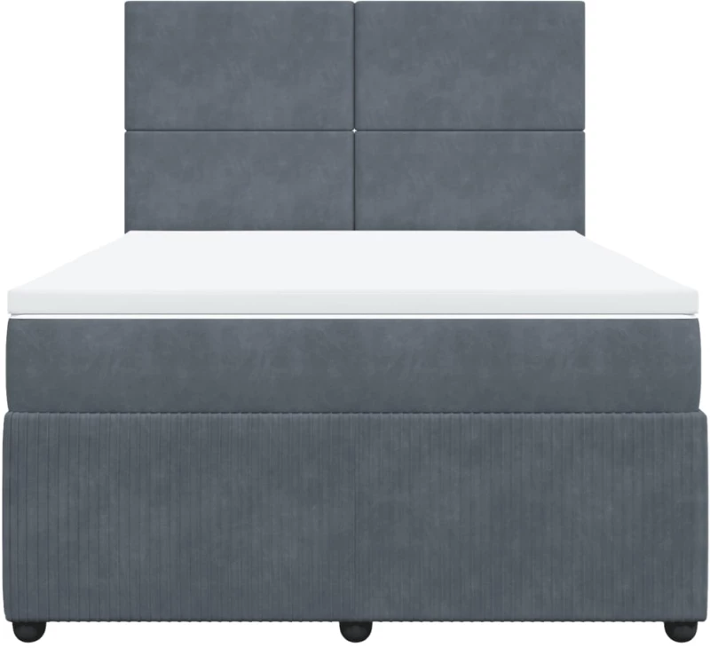 vidaXL Κρεβάτι Boxspring με Στρώμα Σκούρο Γκρι 140x200 εκ. Βελούδινο