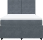 vidaXL Κρεβάτι Boxspring με Στρώμα Σκούρο Γκρι 140x200 εκ. Βελούδινο