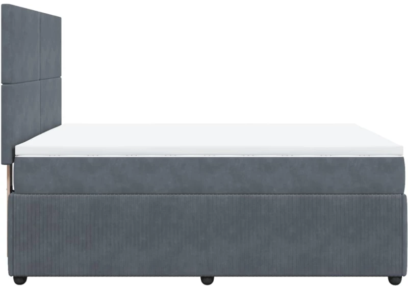 vidaXL Κρεβάτι Boxspring με Στρώμα Σκούρο Γκρι 140x200 εκ. Βελούδινο