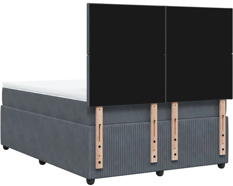 vidaXL Κρεβάτι Boxspring με Στρώμα Σκούρο Γκρι 140x200 εκ. Βελούδινο