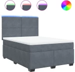 vidaXL Κρεβάτι Boxspring με Στρώμα Σκούρο Γκρι 140x200 εκ. Βελούδινο