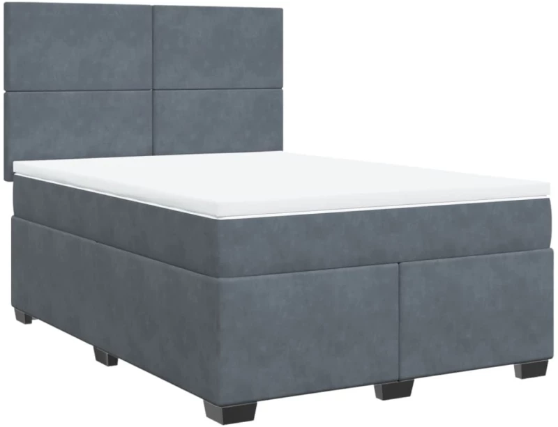 vidaXL Κρεβάτι Boxspring με Στρώμα Σκούρο Γκρι 140x200 εκ. Βελούδινο