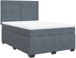 vidaXL Κρεβάτι Boxspring με Στρώμα Σκούρο Γκρι 140x200 εκ. Βελούδινο