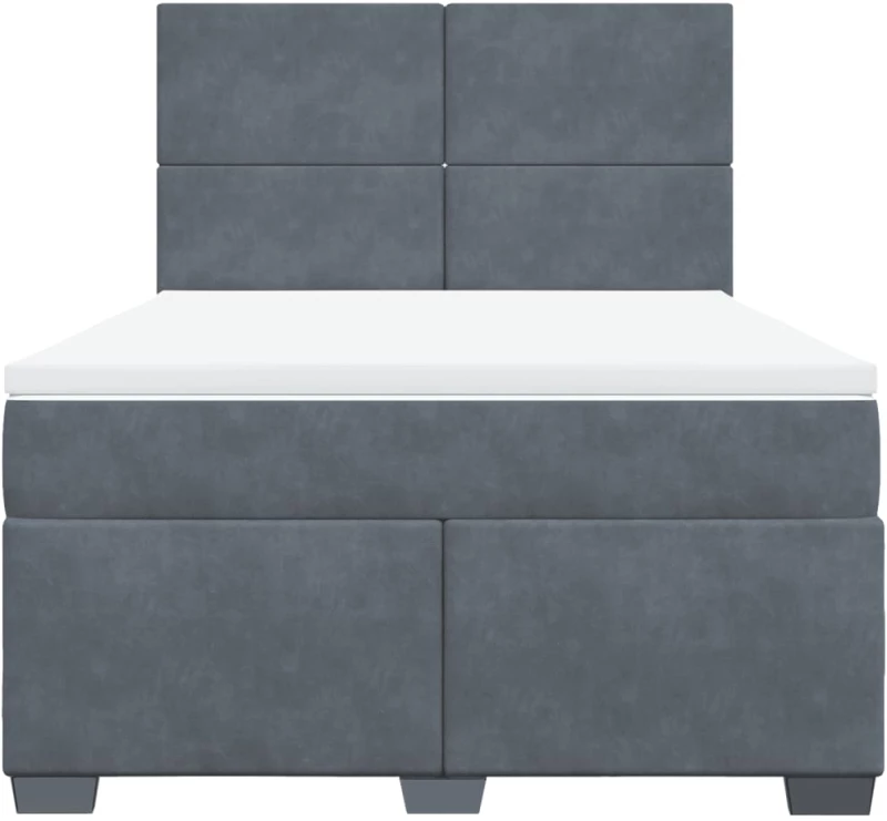 vidaXL Κρεβάτι Boxspring με Στρώμα Σκούρο Γκρι 140x200 εκ. Βελούδινο