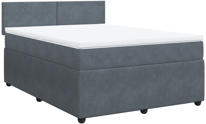 vidaXL Κρεβάτι Boxspring με Στρώμα Σκούρο Γκρι 140x190 εκ. Βελούδινο