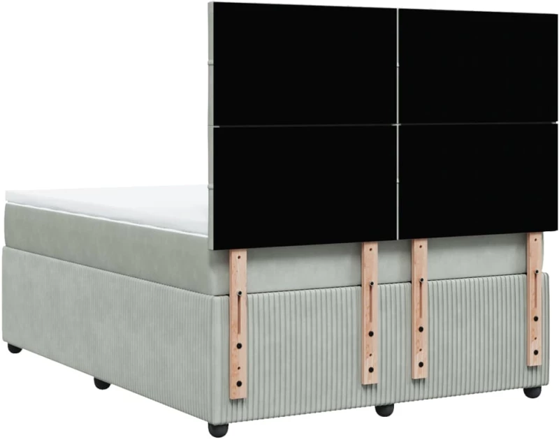 vidaXL Κρεβάτι Boxspring με Στρώμα Ανοιχτό Γκρι 160x200 εκ. Βελούδινο