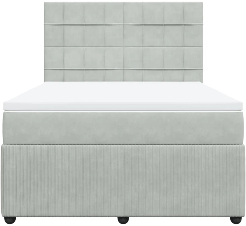 vidaXL Κρεβάτι Boxspring με Στρώμα Ανοιχτό Γκρι 140x190 εκ. Βελούδινο