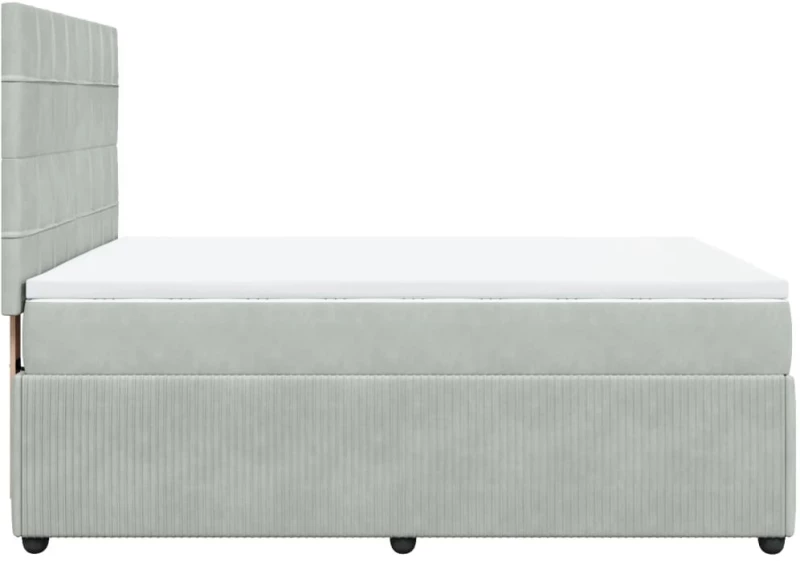 vidaXL Κρεβάτι Boxspring με Στρώμα Ανοιχτό Γκρι 140x190 εκ. Βελούδινο