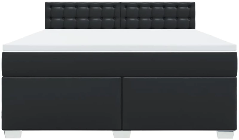 vidaXL Κρεβάτι Boxspring με Στρώμα Μαύρο 180x200εκ.από Συνθετικό Δέρμα