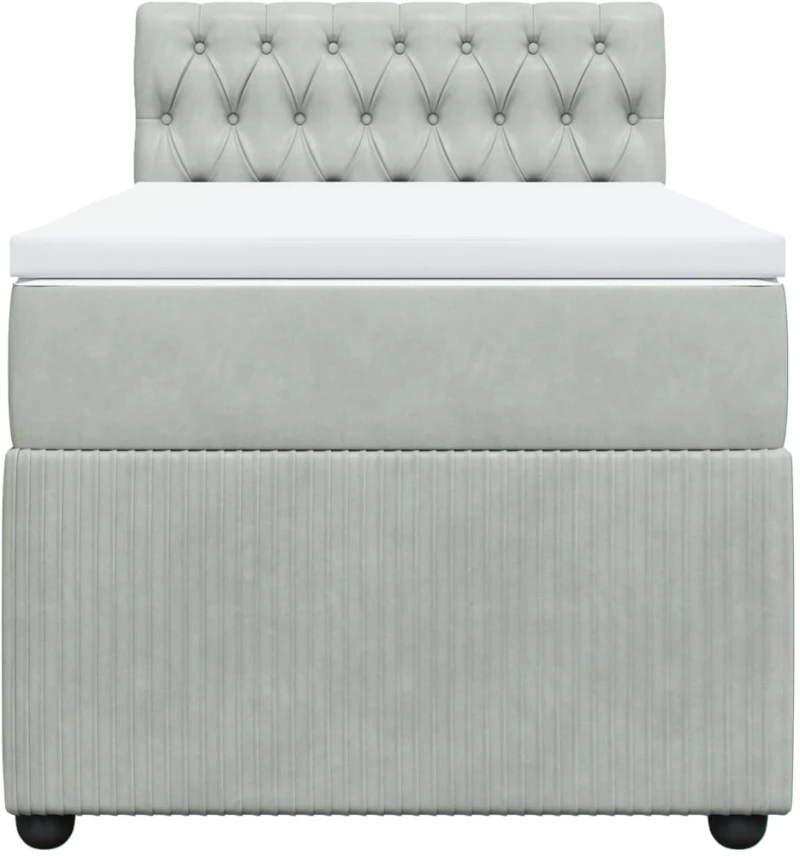vidaXL Κρεβάτι Boxspring με Στρώμα Ανοιχτό Γκρι 80x200 εκ. Βελούδινο